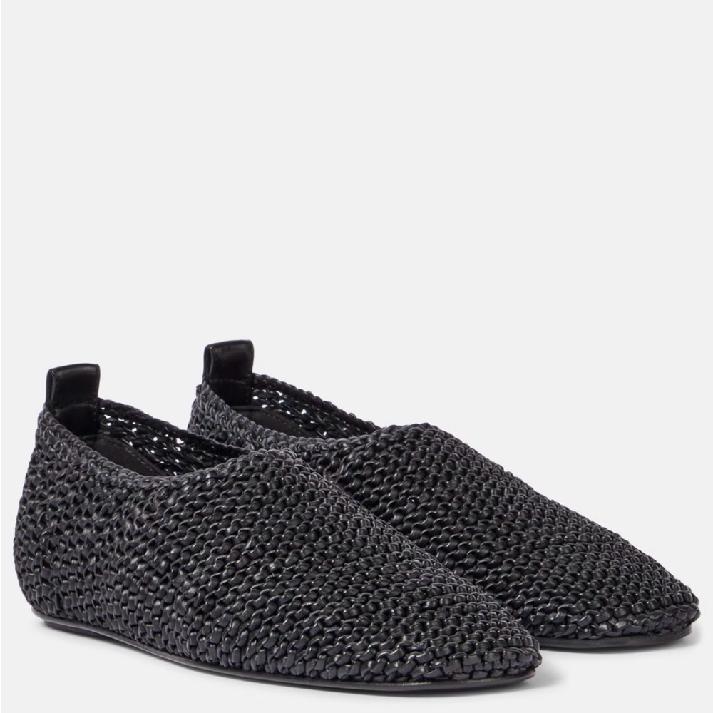 TOTEME Woven Leather Black Women’s Slip-On Ballet Flats size 38 NWOT